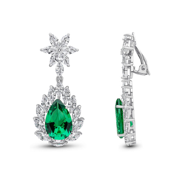 Denise Clip Earrings (Emerald)