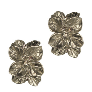 Rosa Clip Earrings (Rhodium)