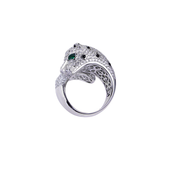 Lustro Stella Made with Finest CZ Panther Ring in Rhodium Plated Sterling  Silver - 3610398 - TJC